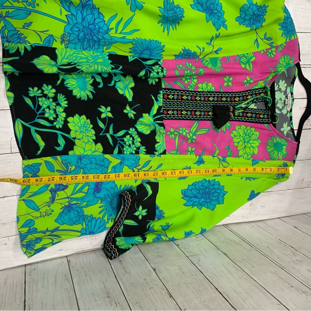 John Mark Embroidered Boho Top Women 2X Tassel Floral Multicolor Kimono Sleeve - Picture 14 of 15